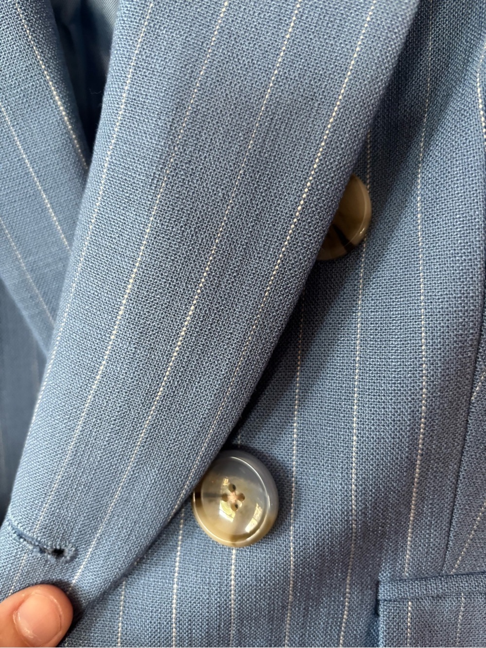 Veronica Beard Sky Blue Pinstripe Double-Breasted Miller Dickey Jacket Size 8 - Picture 13 of 13